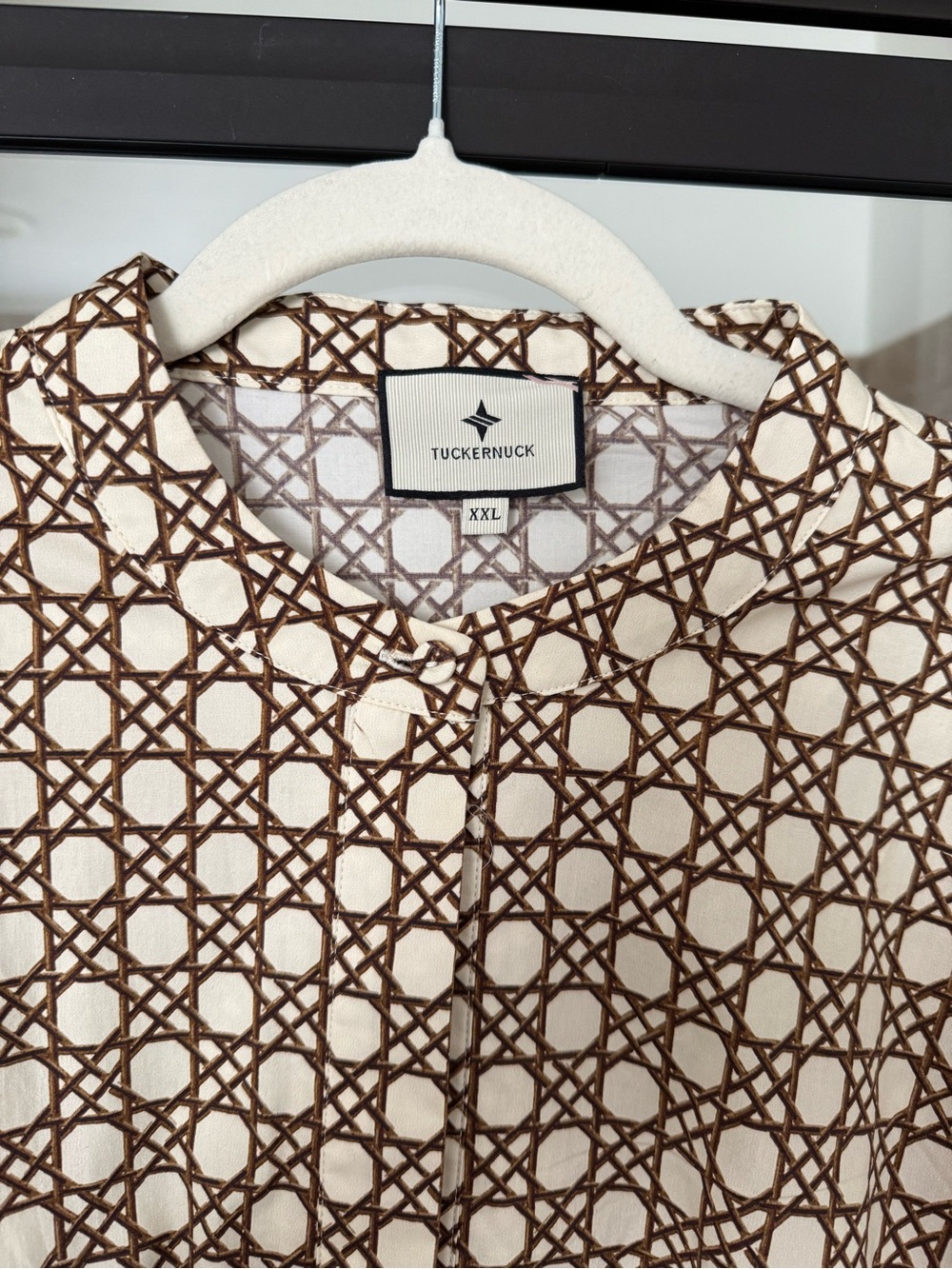 Tuckernuck Brown and Cream Geometric Button-Front Top - Picture 3 of 5